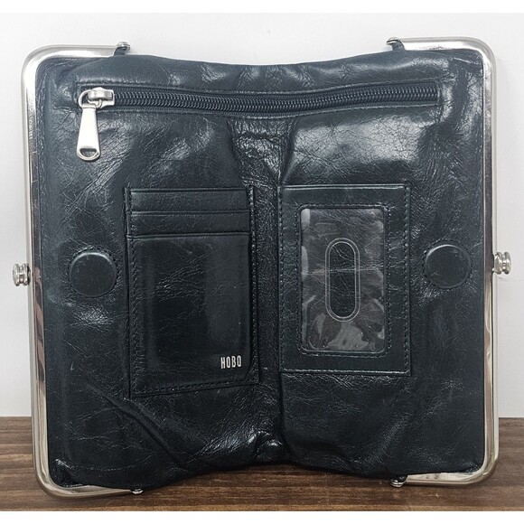 Hobo International Lauren Double Frame Clutch Bifold Wallet Leather Forest Green - Picture 4 of 16